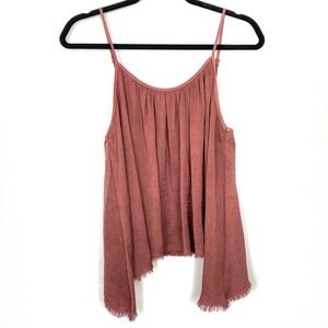 Aerie Dusty Rose Gauze Fringed Cami Tank Top Women's Size S